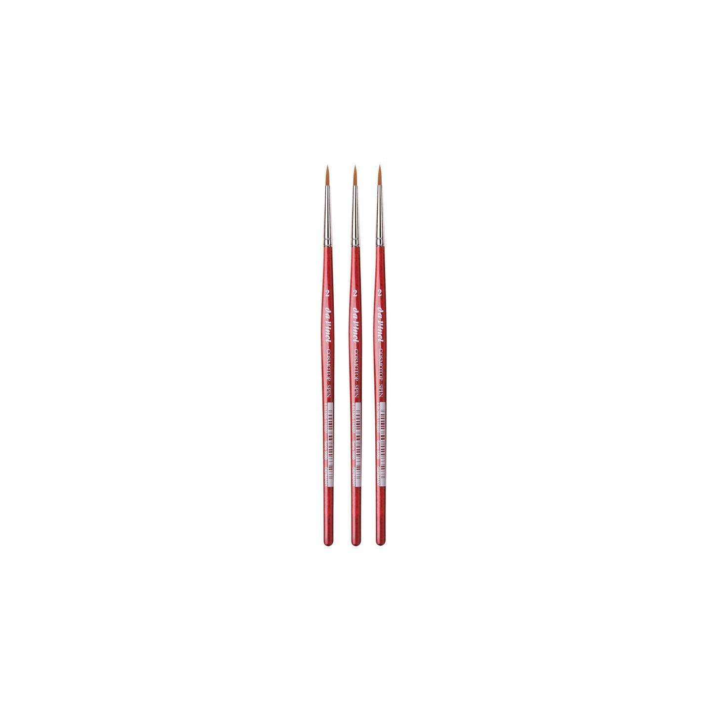 da Vinci COSMOTOP-SPIN Silkpainting Brush, Synthetic, Watercolor, Round, Size 2, Pack of 3