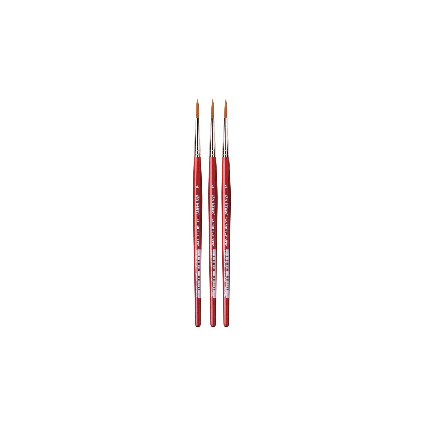 da Vinci COSMOTOP-SPIN Silkpainting Brush, Synthetic, Watercolor, Round, Size 4, Pack of 3