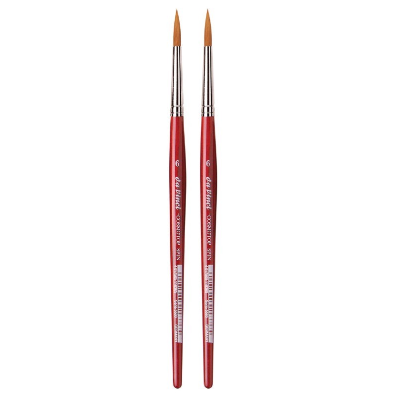 da Vinci COSMOTOP-SPIN Silkpainting Brush, Synthetic, Watercolor, Round, Size 6, Pack of 2