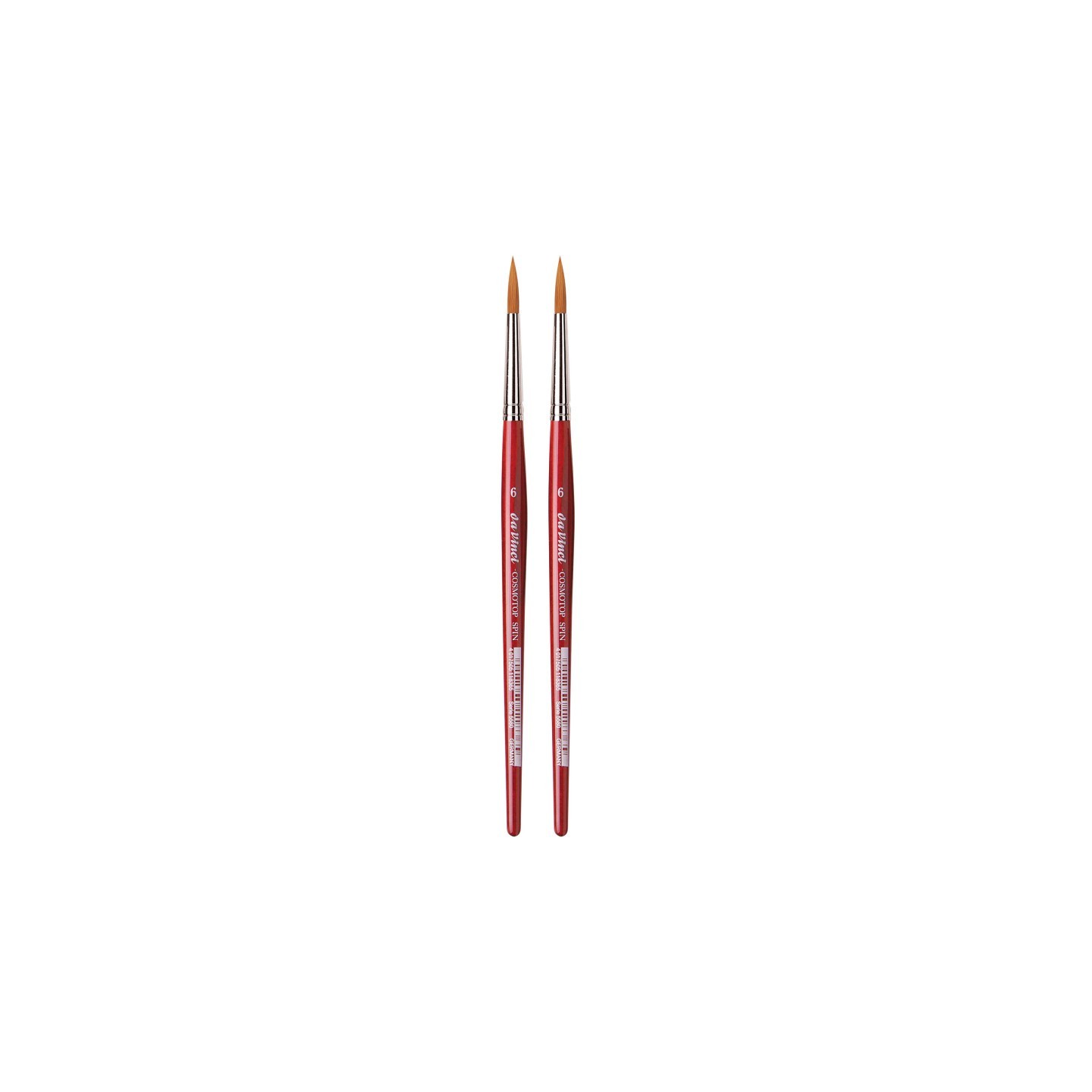 da Vinci COSMOTOP-SPIN Silkpainting Brush, Synthetic, Watercolor, Round, Size 6, Pack of 2