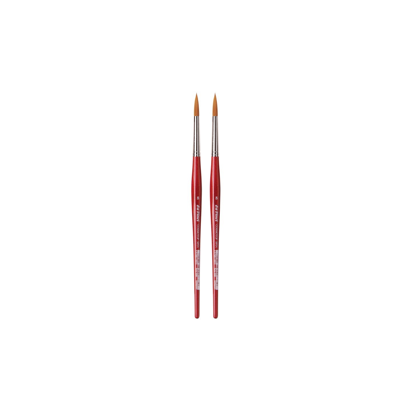 da Vinci COSMOTOP-SPIN Silkpainting Brush, Synthetic, Watercolor, Round, Size 8, Pack of 2