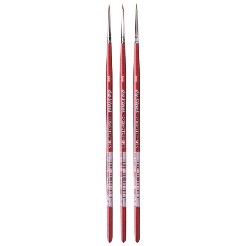 da Vinci COSMOTOP-SPIN Silkpainting Brush, Synthetic, Watercolor, Round, Size -10, Pack of 3