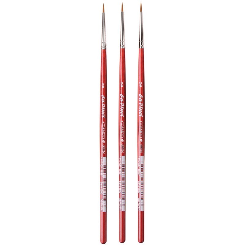 da Vinci COSMOTOP-SPIN Silkpainting Brush, Synthetic, Watercolor, Round, Size -2, Pack of 3