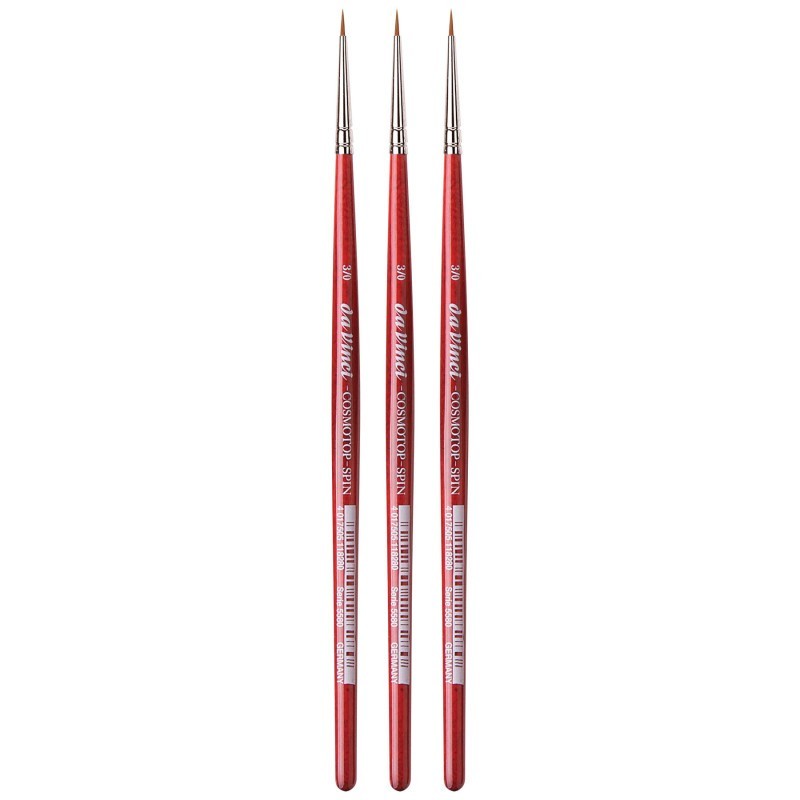 da Vinci COSMOTOP-SPIN Silkpainting Brush, Synthetic, Watercolor, Round, Size -3, Pack of 3