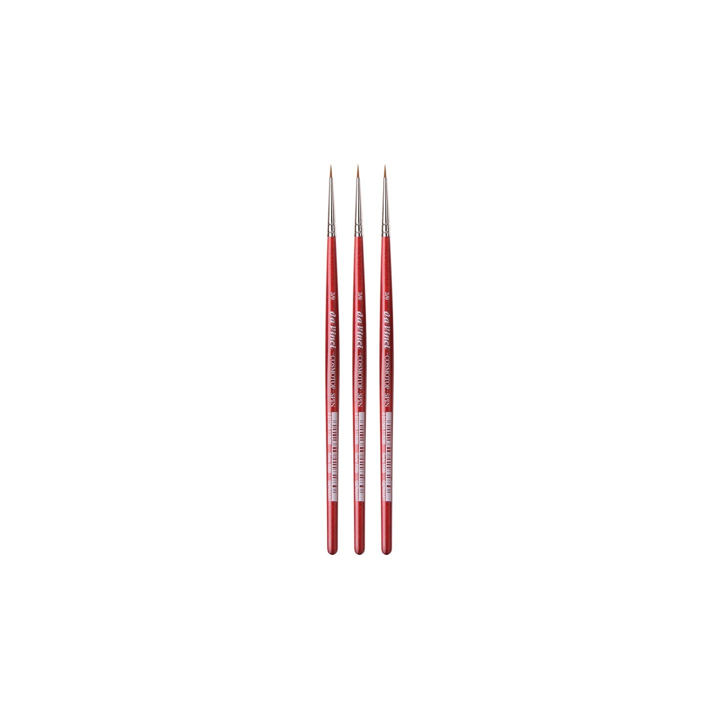 da Vinci COSMOTOP-SPIN Silkpainting Brush, Synthetic, Watercolor, Round, Size -3, Pack of 3