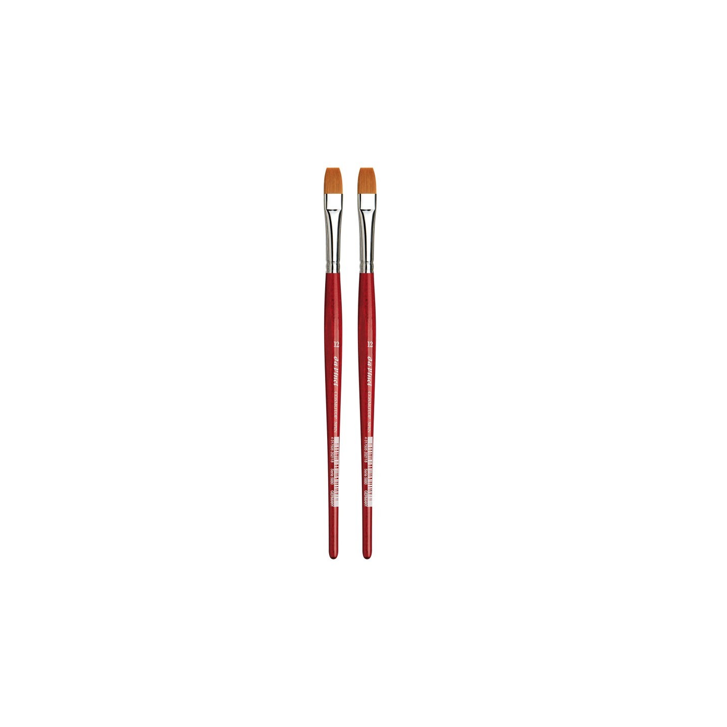 da Vinci COSMOTOP-SPIN Silkpainting Brush, Synthetic, Watercolor, Flat, Size 12, Pack of 2