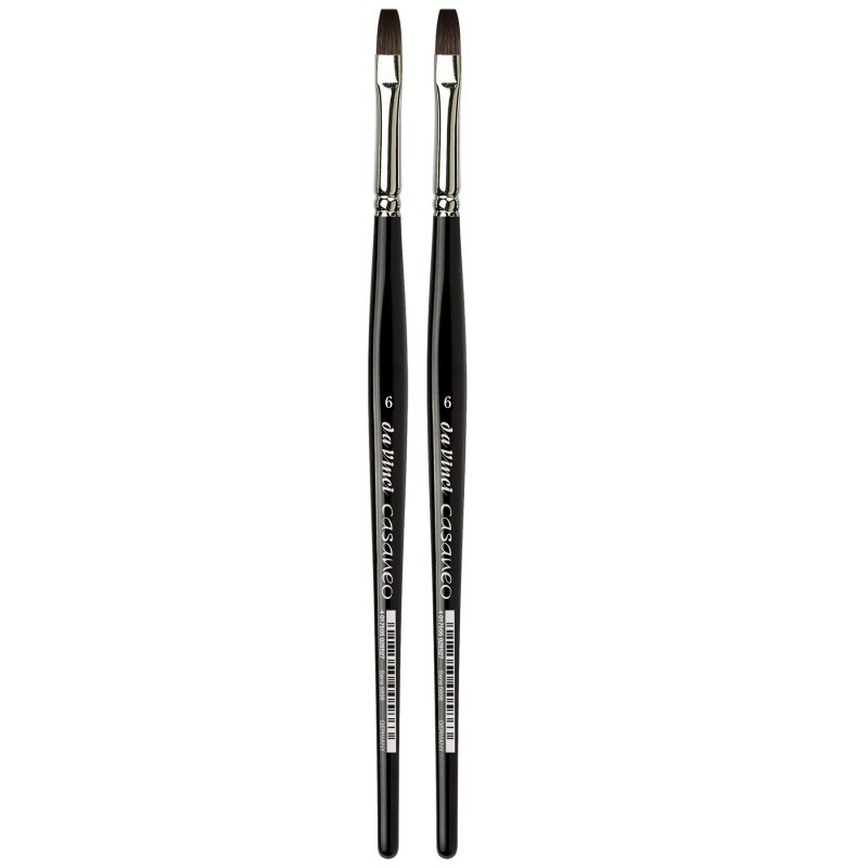 da Vinci CASANEO Urban Sketching, Extra Soft Synthetic, Watercolor & Acrylic, Flat, Series 5898, Size 6, Pack of 2