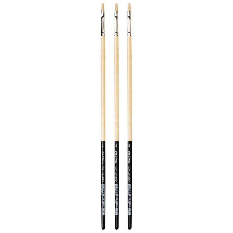 da Vinci CHUNEO Synthetic Hog Bristle, Oil, Flat, Series 7129, Size 2, Pack of 3