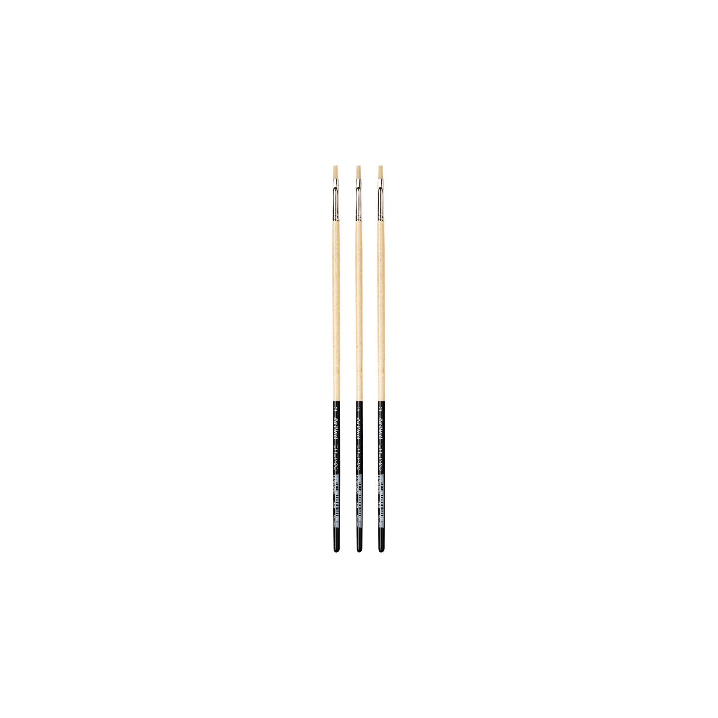 da Vinci CHUNEO Synthetic Hog Bristle, Oil, Flat, Series 7129, Size 2, Pack of 3