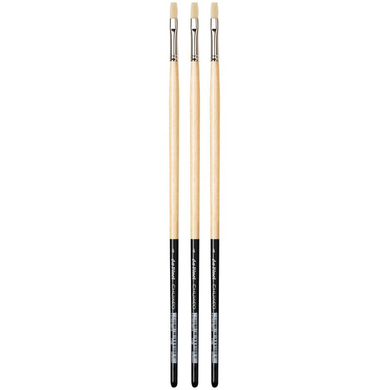 da Vinci CHUNEO Synthetic Hog Bristle, Oil, Flat, Series 7129, Size 4, Pack of 3