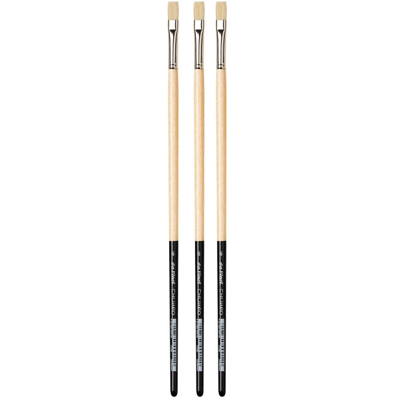 da Vinci CHUNEO Synthetic Hog Bristle, Oil, Flat, Series 7129, Size 6, Pack of 3