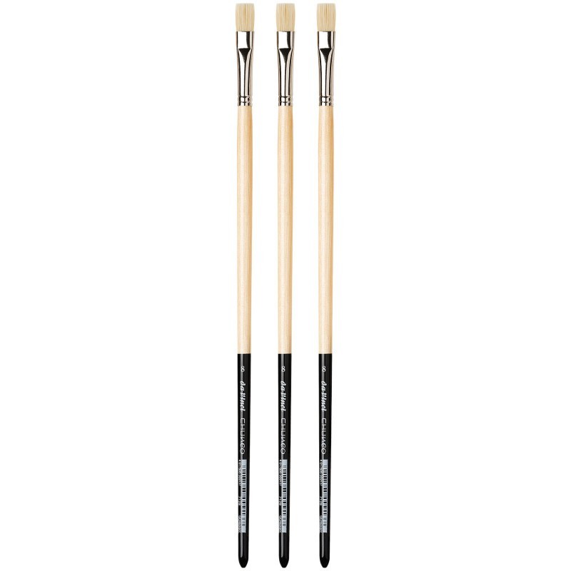 da Vinci CHUNEO Synthetic Hog Bristle, Oil, Flat, Series 7129, Size 8, Pack of 3