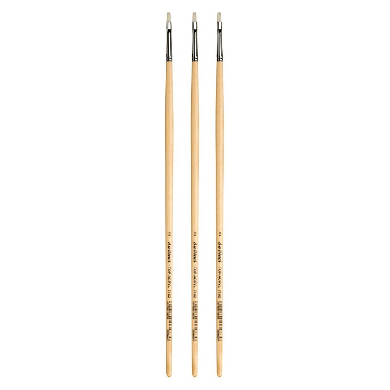 da Vinci TOP-ACRYL Bright White Brush, Synthetic, Acrylic & Oil, Flat, Series 7182, Size 2, Pack of 3
