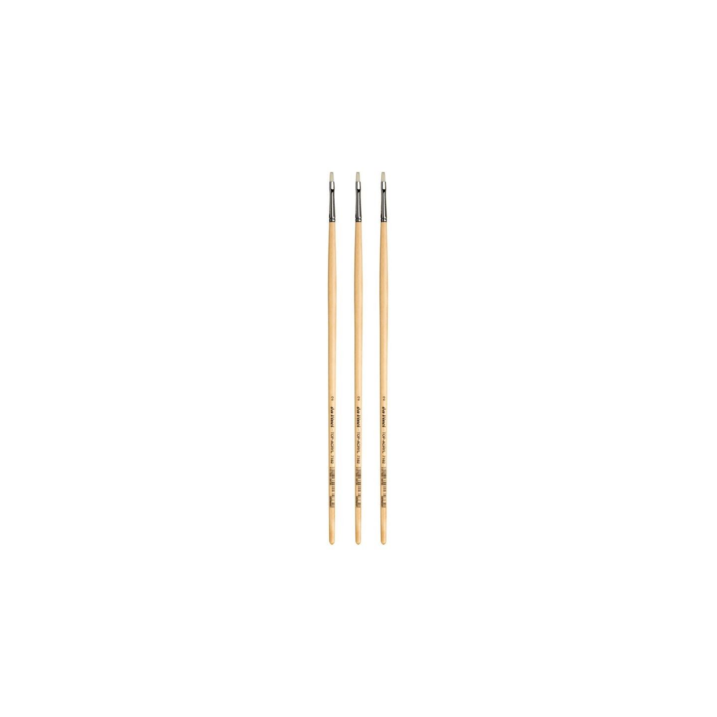 da Vinci TOP-ACRYL Bright White Brush, Synthetic, Acrylic & Oil, Flat, Series 7182, Size 2, Pack of 3