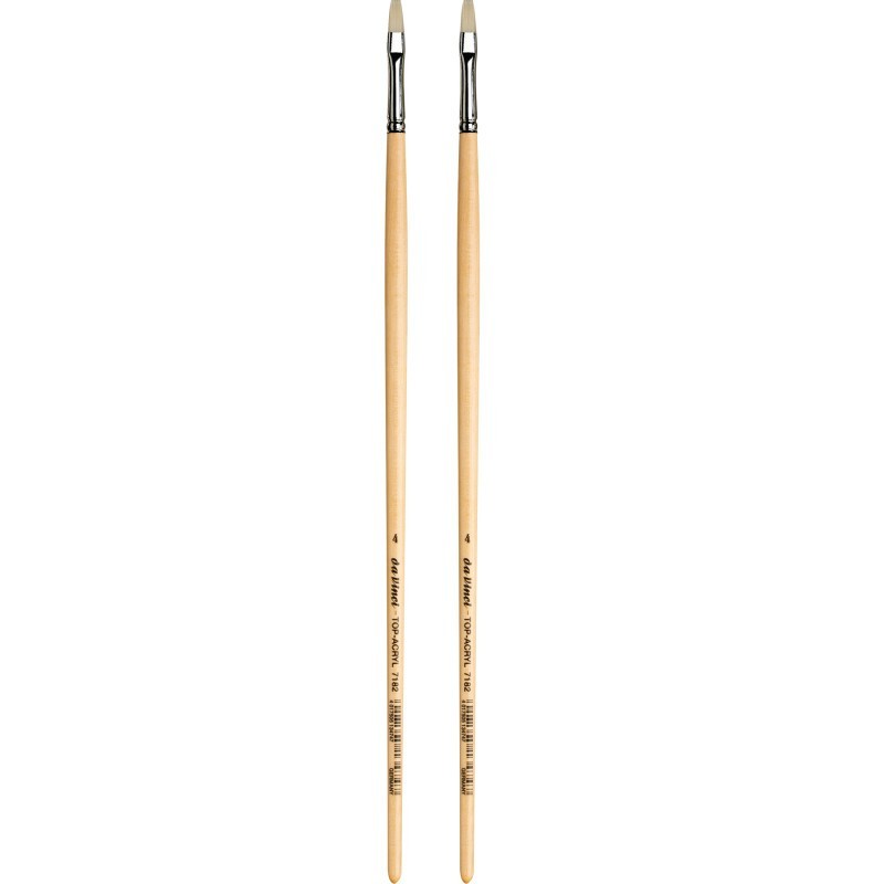 da Vinci TOP-ACRYL Bright White Brush, Synthetic, Acrylic & Oil, Flat, Series 7182, Size 4, Pack of 2