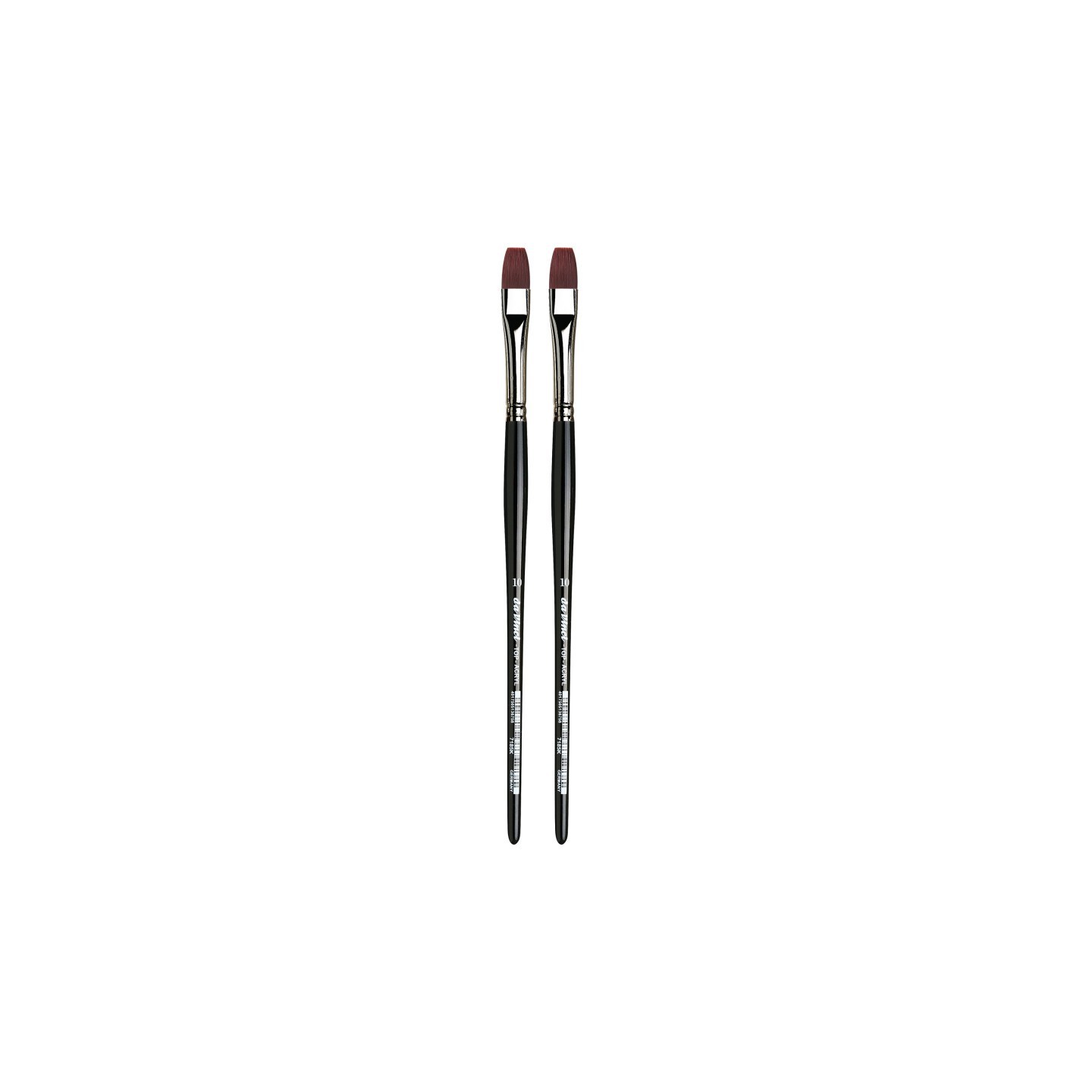 da Vinci TOP-ACRYL Bright Red-Brown Brush, Synthetic, Acrylic & Oil, Flat, Series 7185K, Size 10, Pack of 2