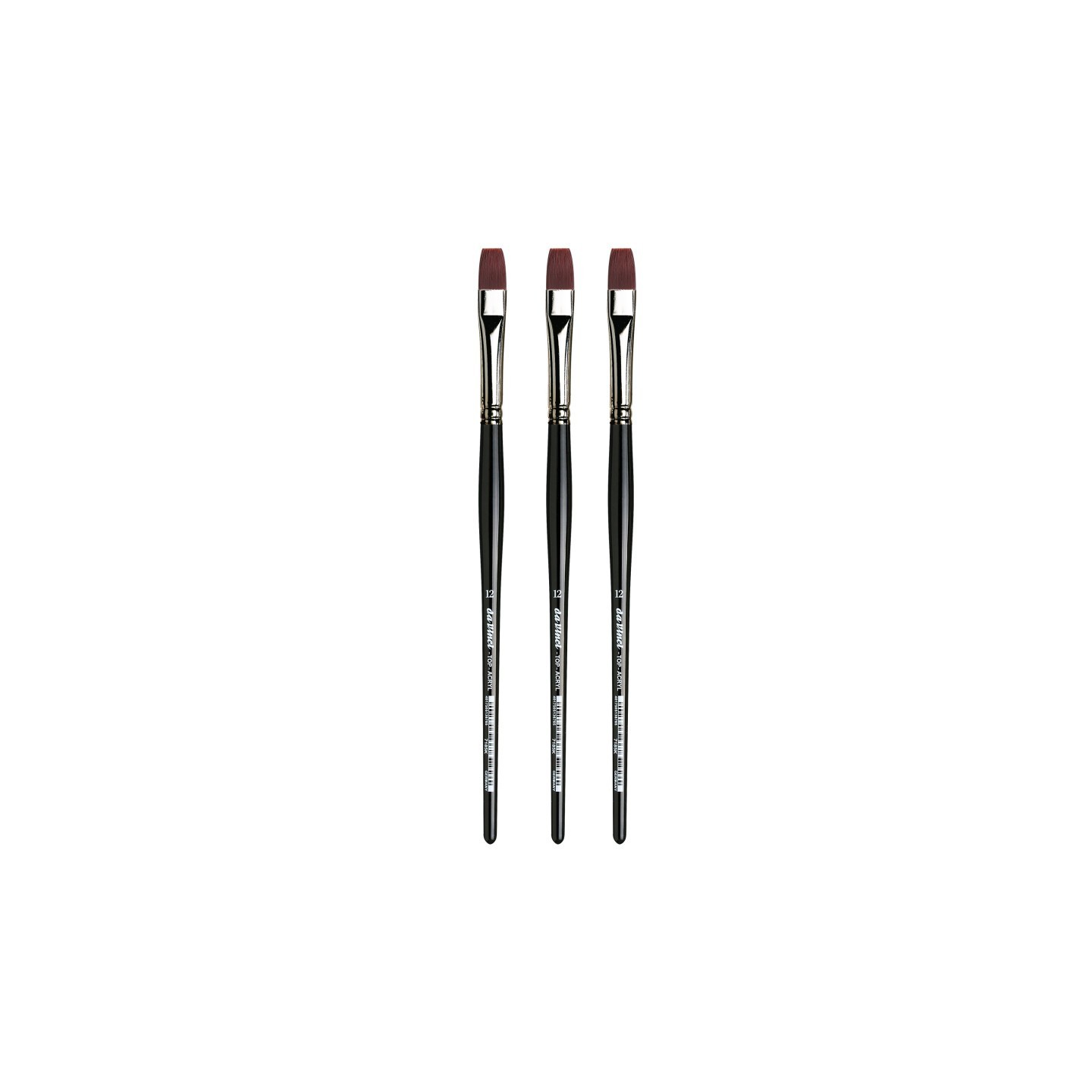 da Vinci TOP-ACRYL Bright Red-Brown Brush, Synthetic, Acrylic & Oil, Flat, Series 7185K, Size 1, Pack of 3