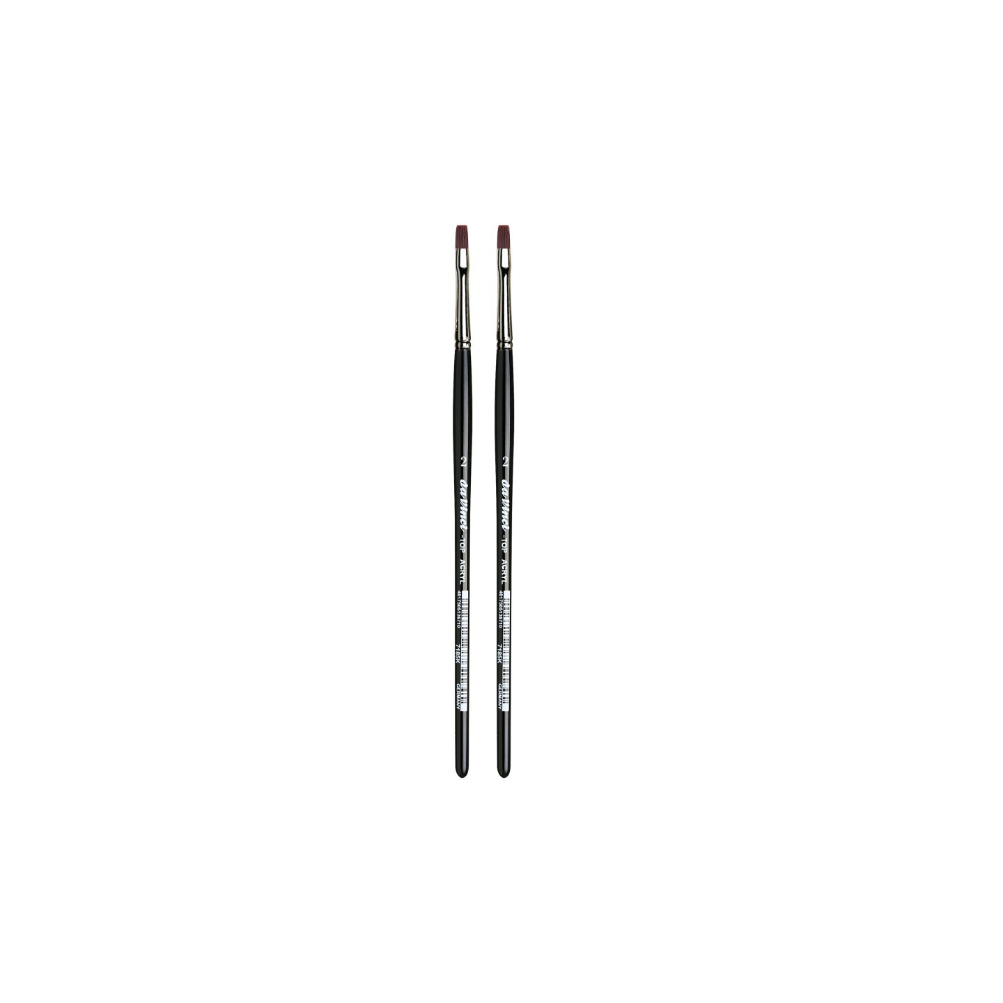 da Vinci TOP-ACRYL Bright Red-Brown Brush, Synthetic, Acrylic & Oil, Flat, Series 7185K, Size 2, Pack of 2