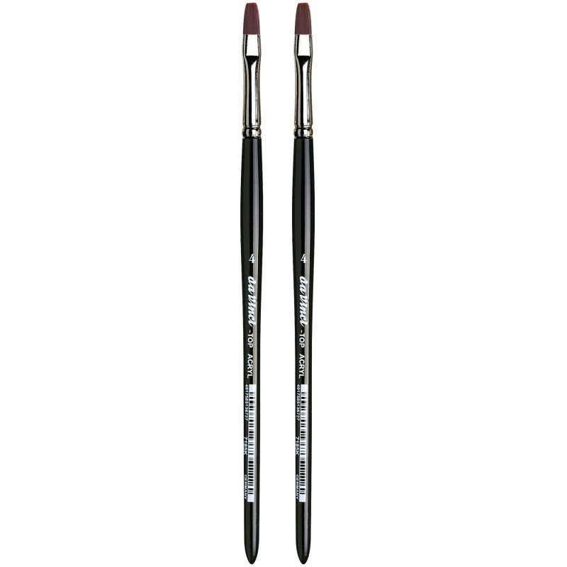 da Vinci TOP-ACRYL Bright Red-Brown Brush, Synthetic, Acrylic & Oil, Flat, Series 7185K, Size 4, Pack of 2