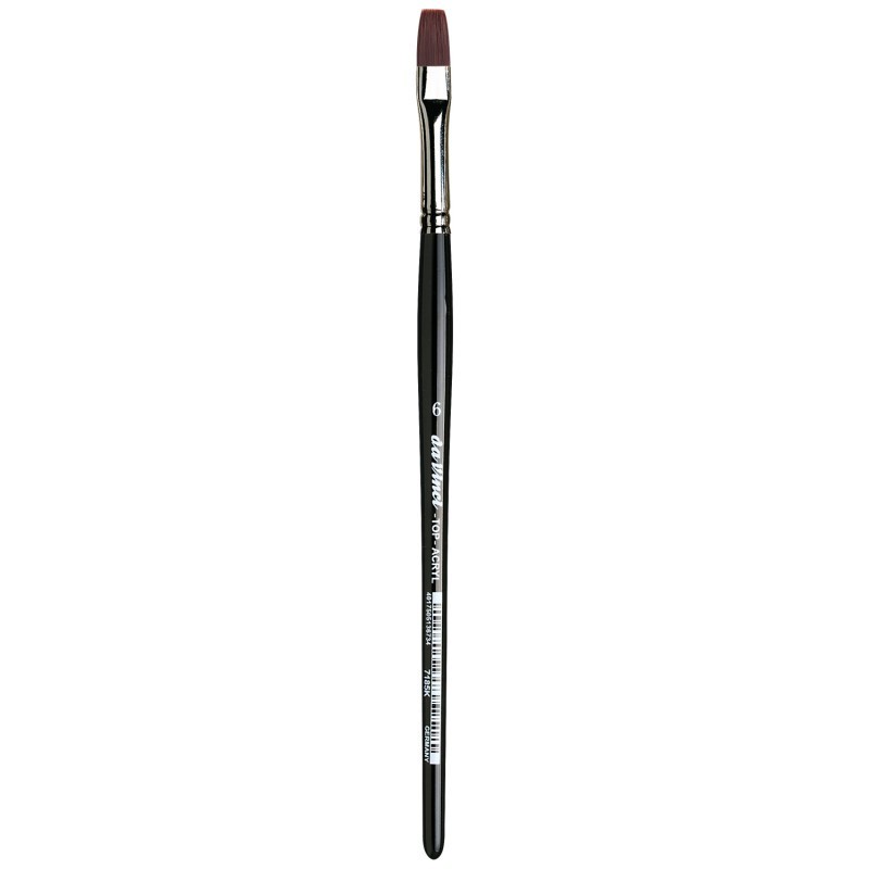 da Vinci TOP-ACRYL Bright Red-Brown Brush, Synthetic, Acrylic & Oil, Flat, Series 7185K, Size 6