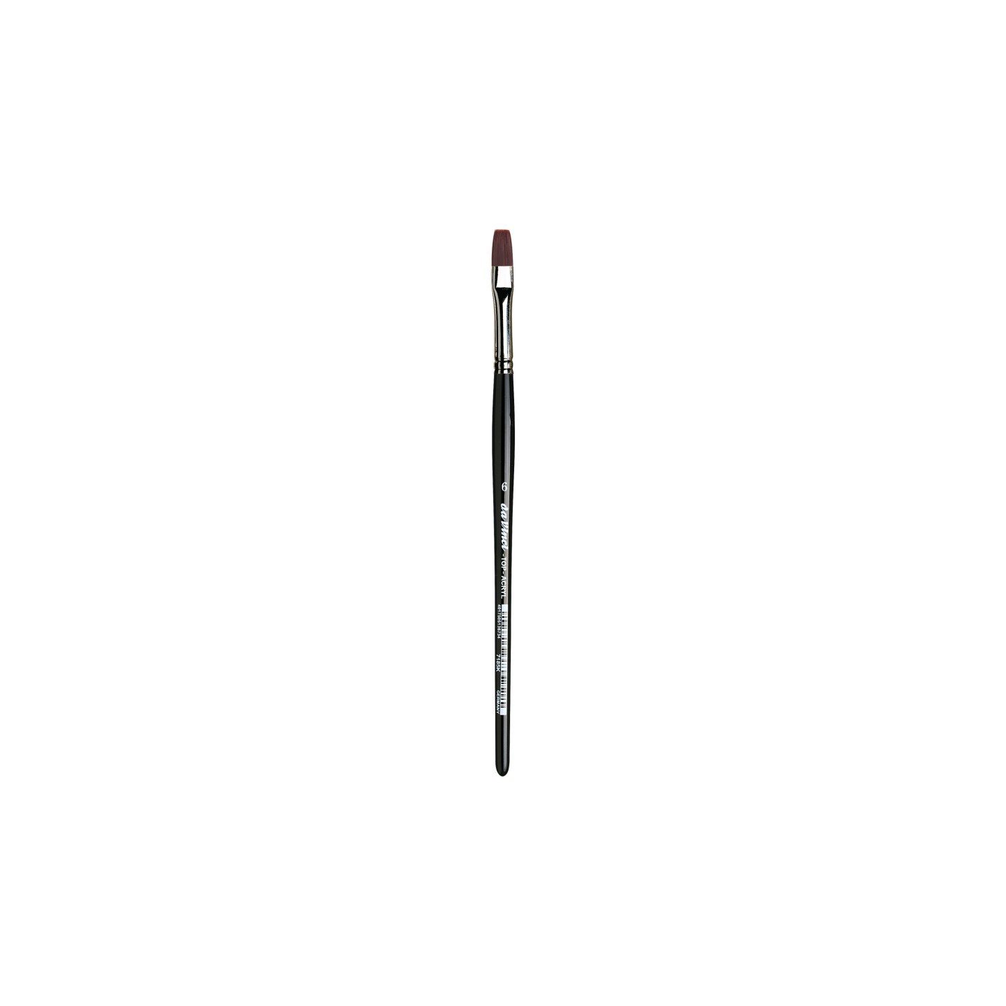 da Vinci TOP-ACRYL Bright Red-Brown Brush, Synthetic, Acrylic & Oil, Flat, Series 7185K, Size 6