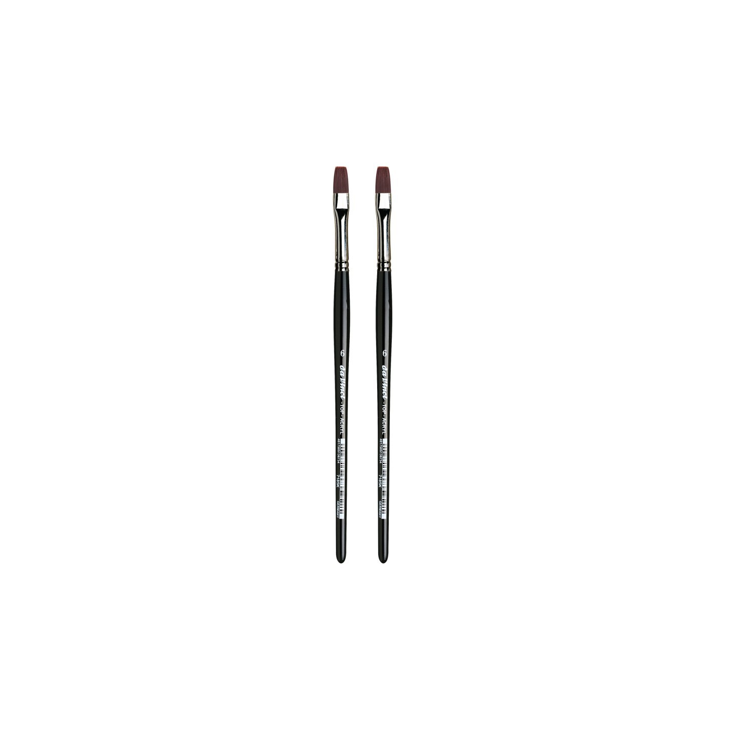 da Vinci TOP-ACRYL Bright Red-Brown Brush, Synthetic, Acrylic & Oil, Flat, Series 7185K, Size 6, Pack of 2