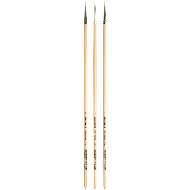 da Vinci TOP-ACRYL White Brush, Synthetic, Acrylic & Oil, Round, Series 7782, Size 1, Pack of 3