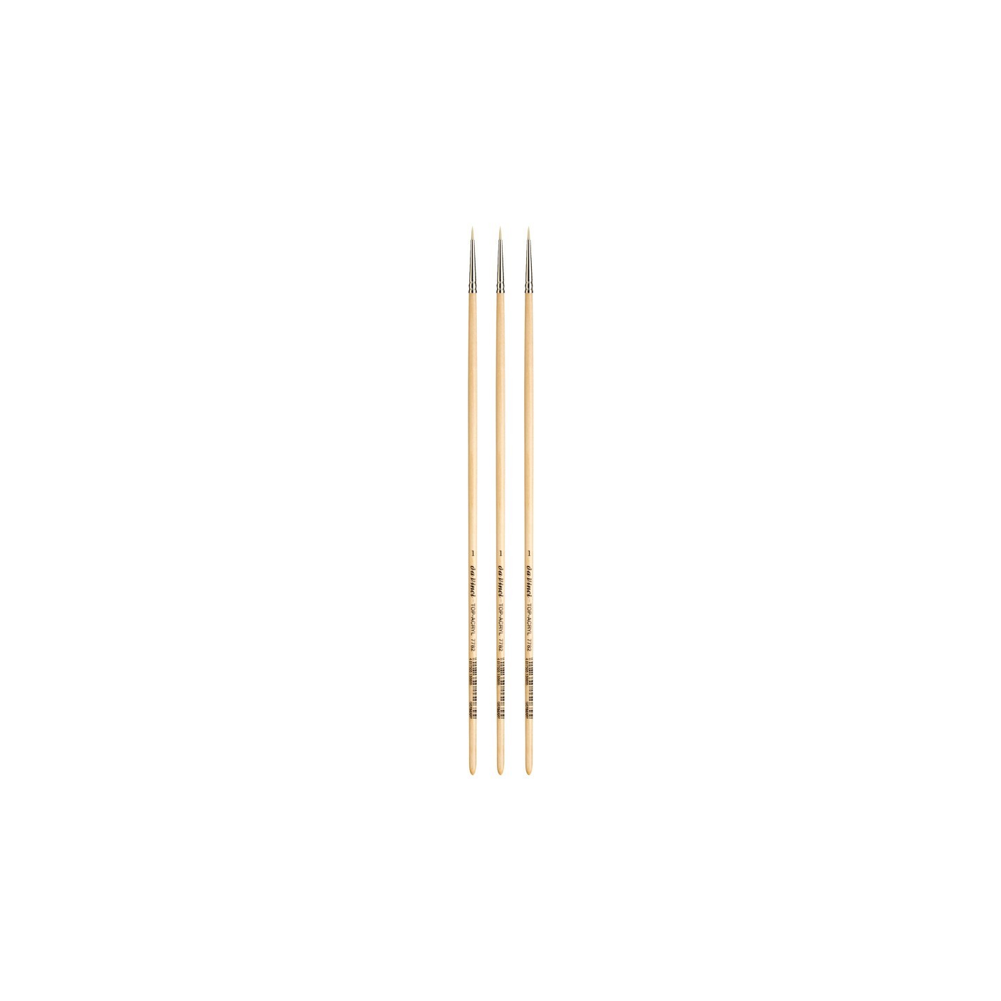 da Vinci TOP-ACRYL White Brush, Synthetic, Acrylic & Oil, Round, Series 7782, Size 1, Pack of 3