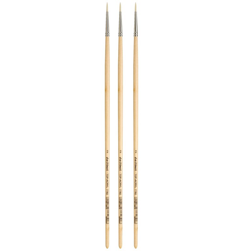 da Vinci TOP-ACRYL White Brush, Synthetic, Acrylic & Oil, Round, Series 7782, Size 2, Pack of 3