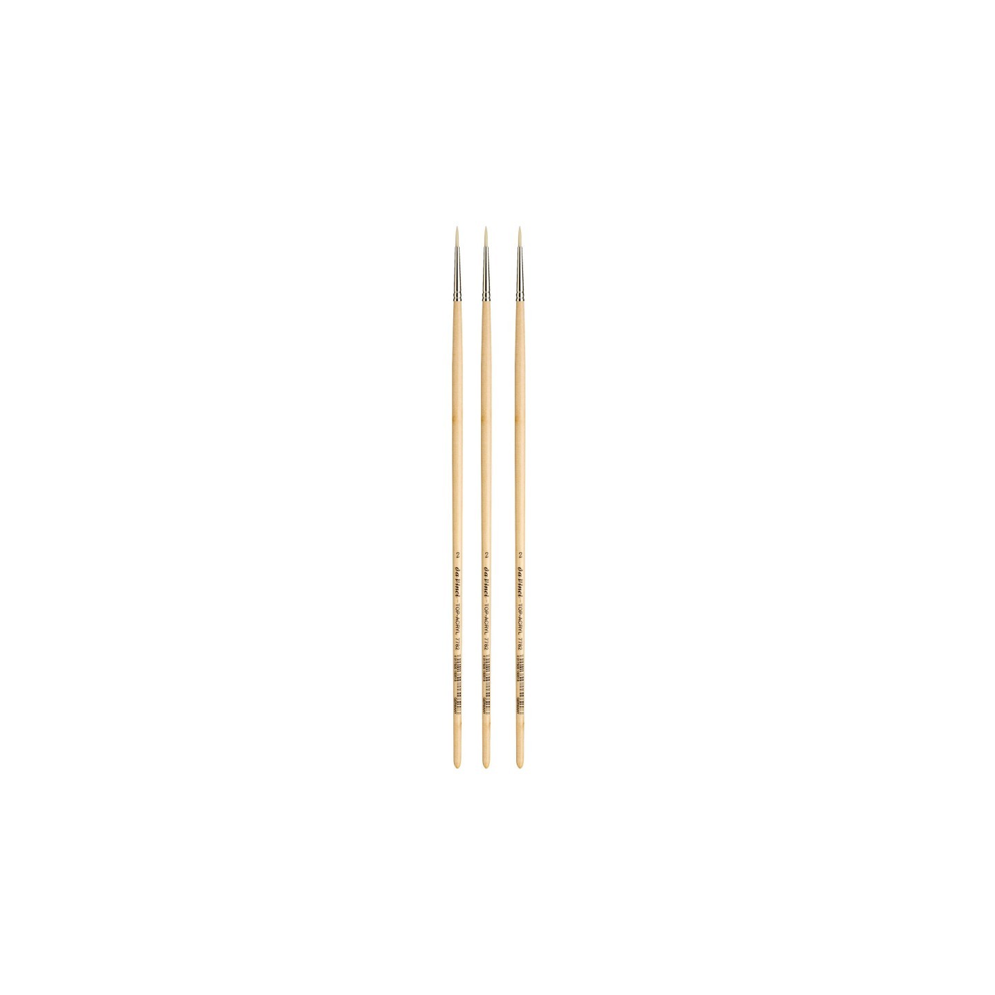 da Vinci TOP-ACRYL White Brush, Synthetic, Acrylic & Oil, Round, Series 7782, Size 2, Pack of 3