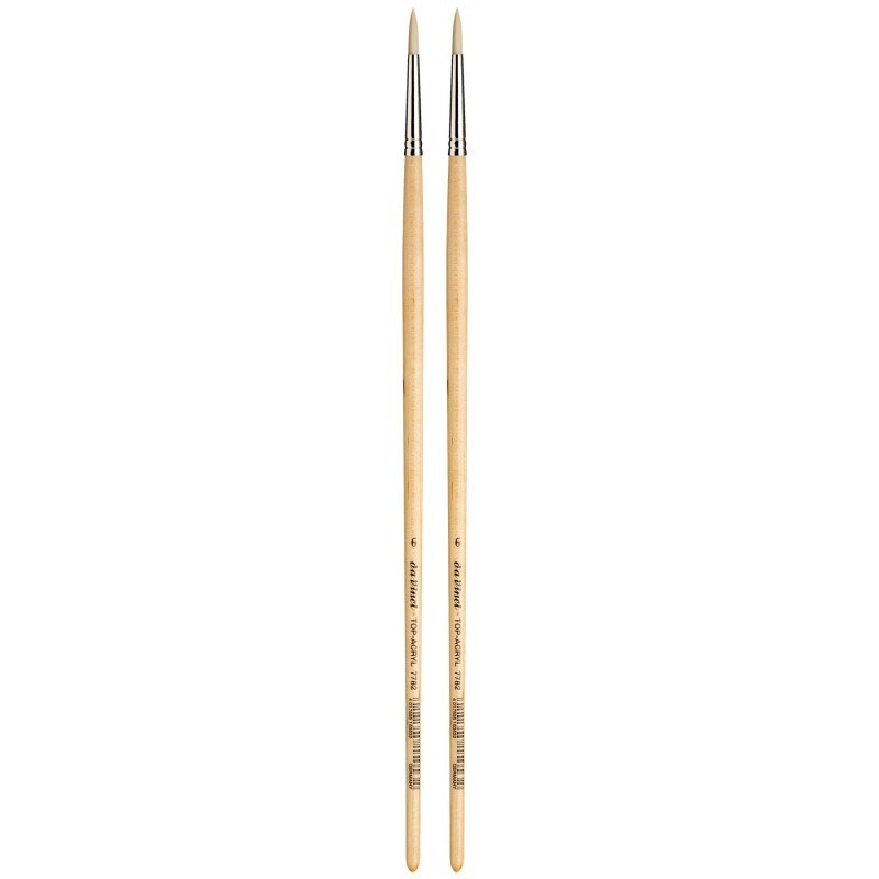 da Vinci TOP-ACRYL White Brush, Synthetic, Acrylic & Oil, Round, Series 7782, Size 6, Pack of 2