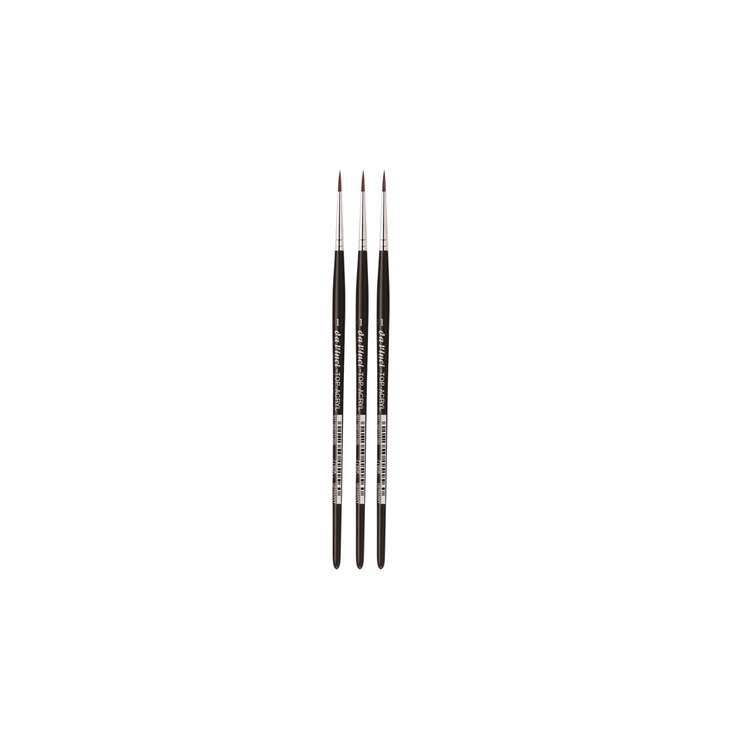 da Vinci TOP-ACRYL Red-Brown Brush, Synthetic, Acrylic & Oil, Round, Series 7785K, Size 1, Pack of 3