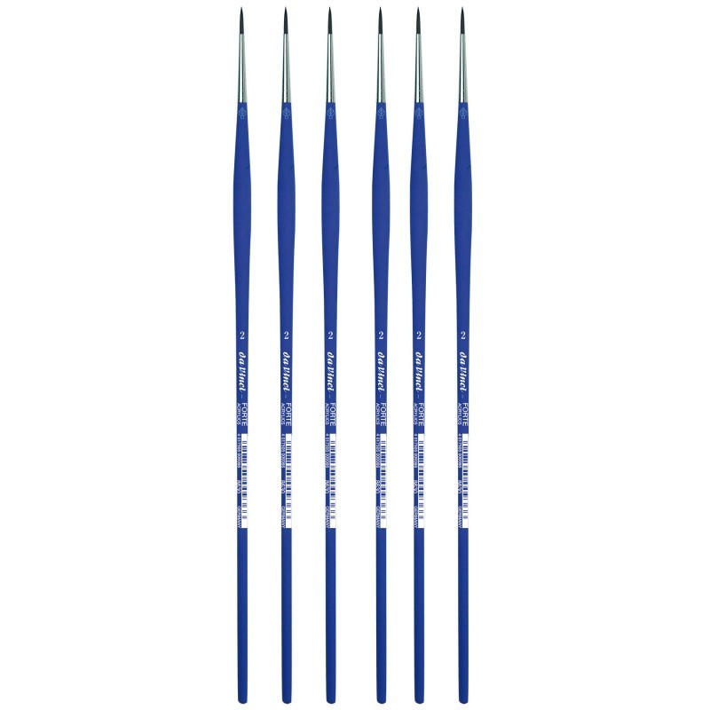 da Vinci FORTE-Acrylics Student Brush, Synthetic, Acrylic & Oil, Round, Series 8630, Size 2, Pack of 6
