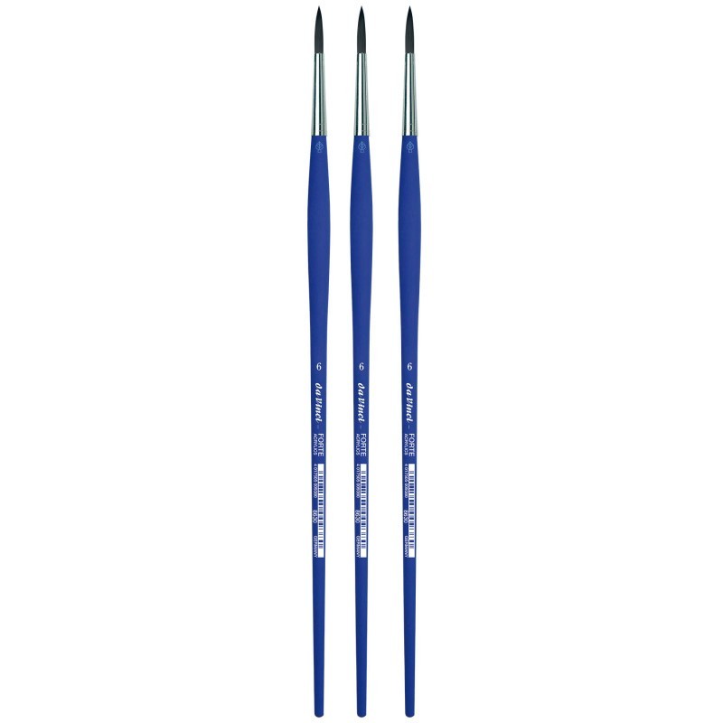 da Vinci FORTE-Acrylics Student Brush, Synthetic, Acrylic & Oil, Round, Series 8630, Size 6, Pack of 3