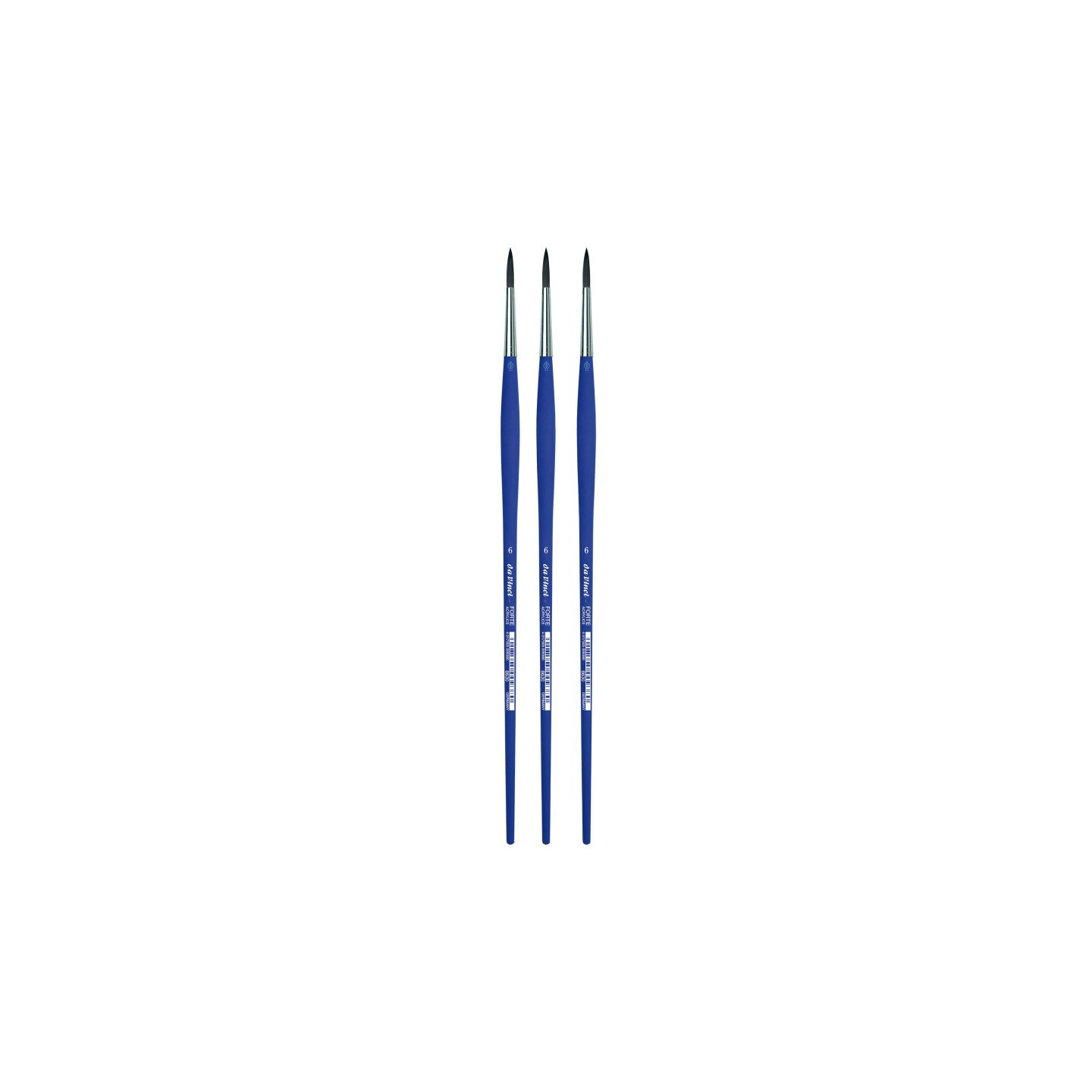da Vinci FORTE-Acrylics Student Brush, Synthetic, Acrylic & Oil, Round, Series 8630, Size 6, Pack of 3