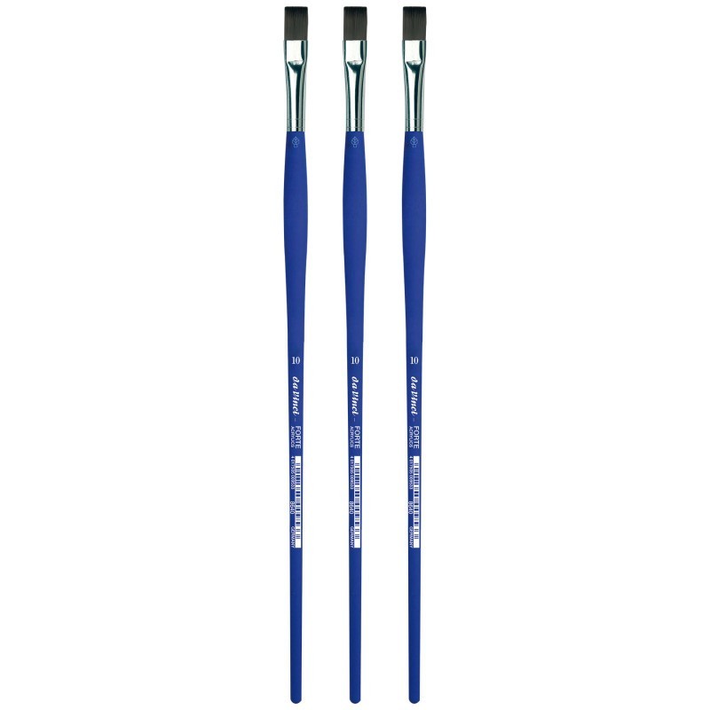 da Vinci FORTE-Acrylics Student Brush, Synthetic, Acrylic & Oil, Flat, Series 8640, Size 10, Pack of 3