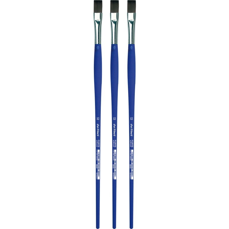 da Vinci FORTE-Acrylics Student Brush, Synthetic, Acrylic & Oil, Flat, Series 8640, Size 12, Pack of 3