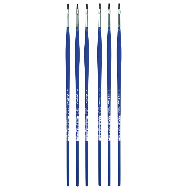 da Vinci FORTE-Acrylics Student Brush, Synthetic, Acrylic & Oil, Flat, Series 8640, Size 2, Pack of 6