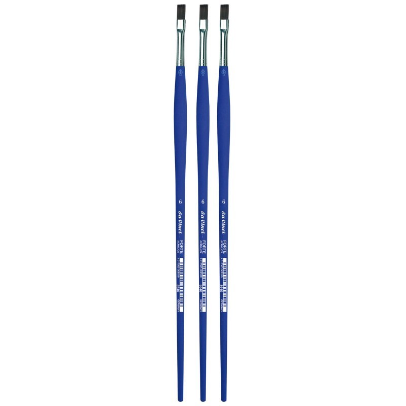 da Vinci FORTE-Acrylics Student Brush, Synthetic, Acrylic & Oil, Flat, Series 8640, Size 6, Pack of 3