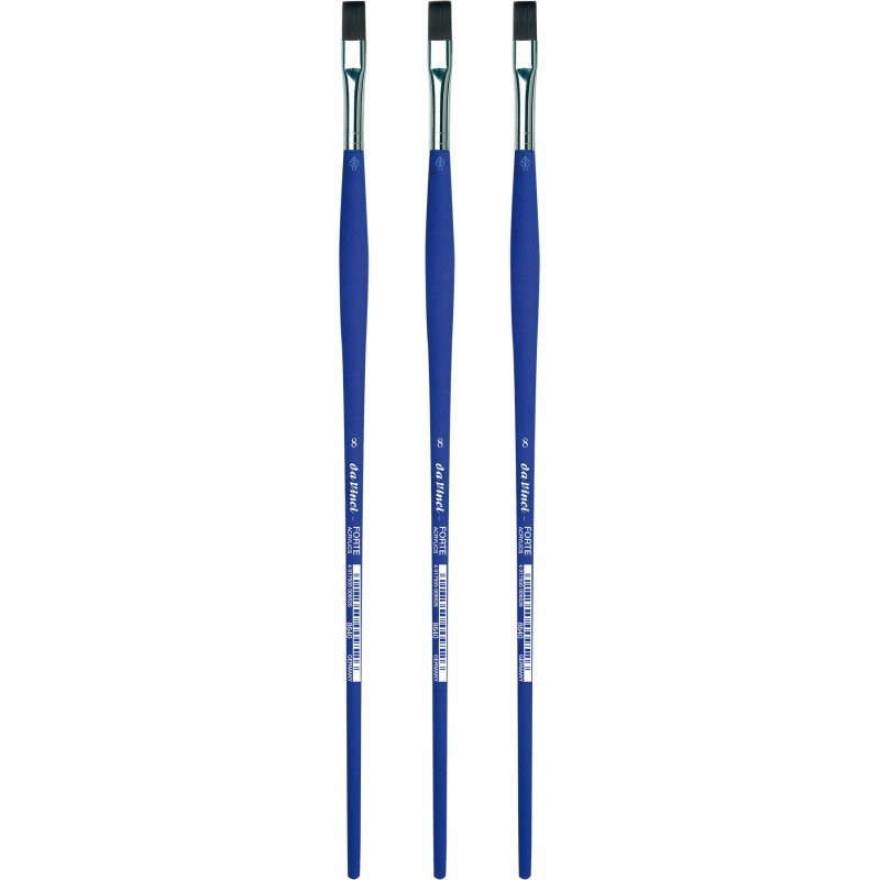 da Vinci FORTE-Acrylics Student Brush, Synthetic, Acrylic & Oil, Flat, Series 8640, Size 8, Pack of 3