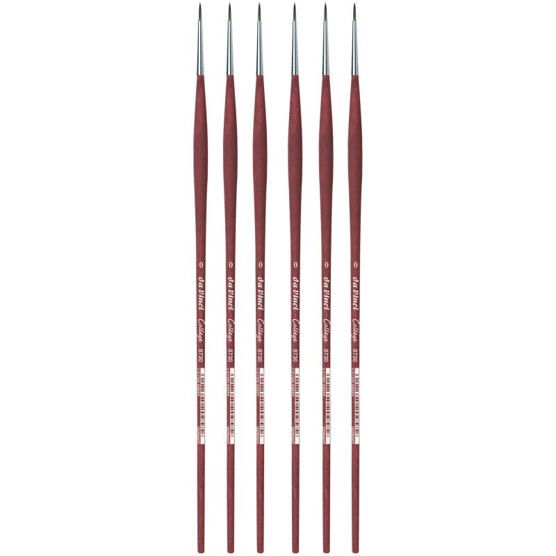 da Vinci COLLEGE Student Brush, Synthetic, Acrylic & Oil, Round, Series 8730, Size 0, Pack of 6