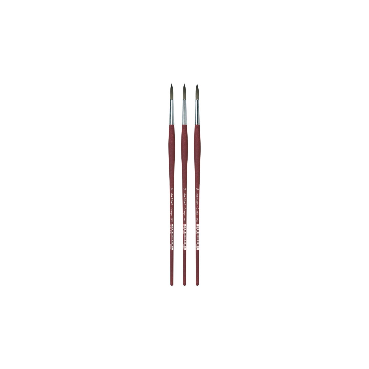 da Vinci COLLEGE Student Brush, Synthetic, Acrylic & Oil, Round, Series 8730, Size 10, Pack of 3
