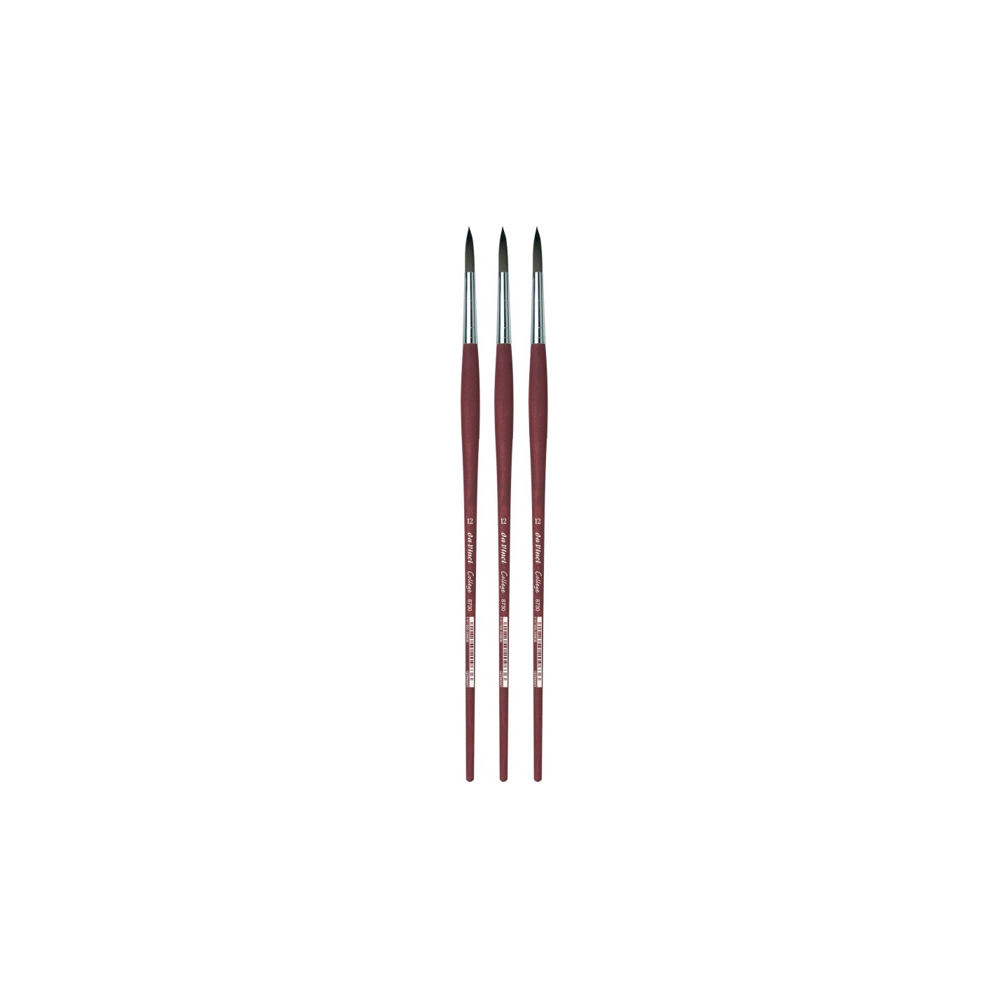 da Vinci COLLEGE Student Brush, Synthetic, Acrylic & Oil, Round, Series 8730, Size 12, Pack of 3