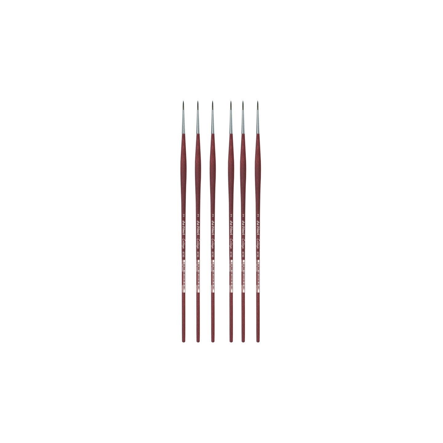 da Vinci COLLEGE Student Brush, Synthetic, Acrylic & Oil, Round, Series 8730, Size 2, Pack of 6