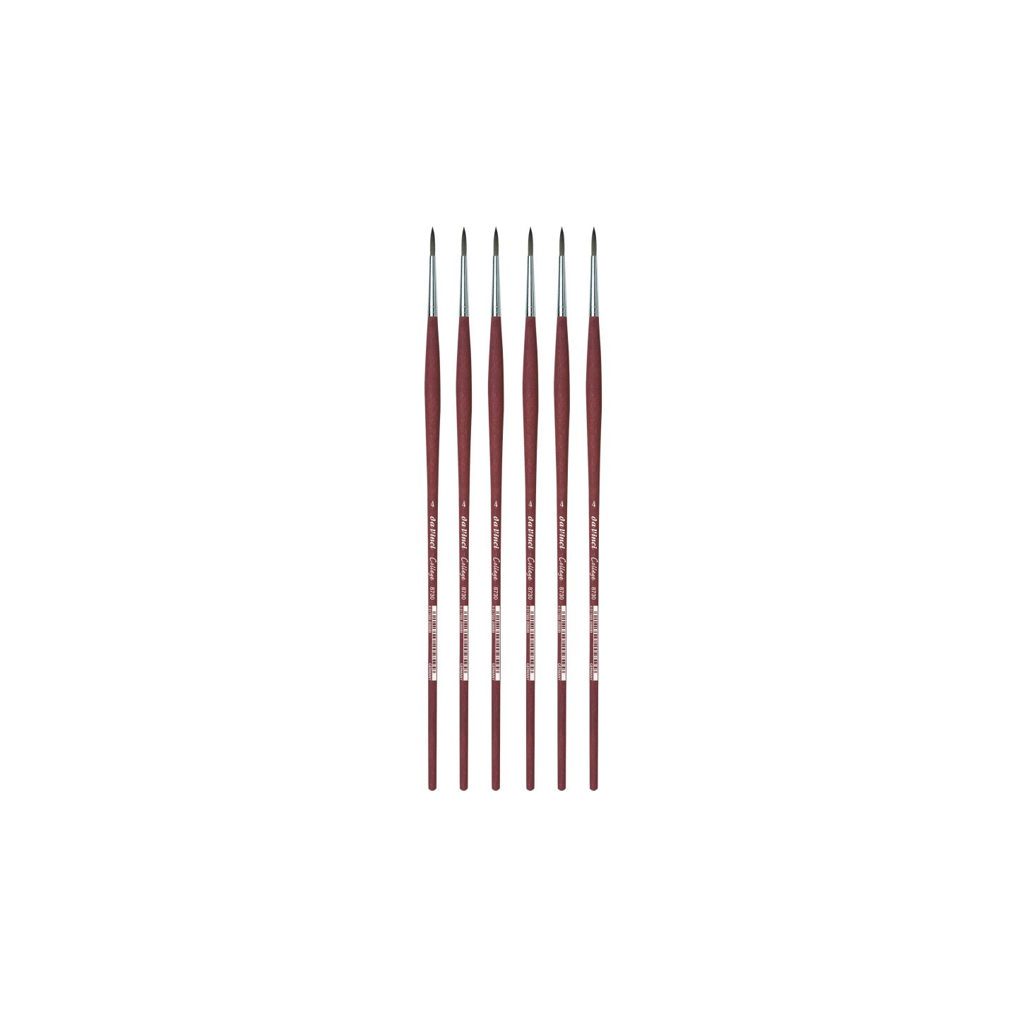 da Vinci COLLEGE Student Brush, Synthetic, Acrylic & Oil, Round, Series 8730, Size 4, Pack of 6
