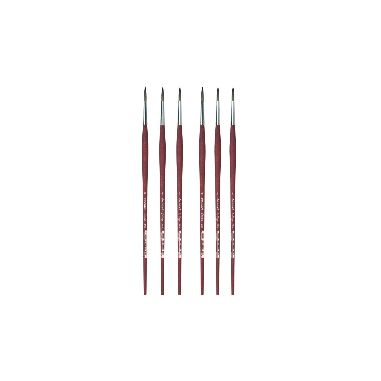 da Vinci COLLEGE Student Brush, Synthetic, Acrylic & Oil, Round, Series 8730, Size 6, Pack of 6