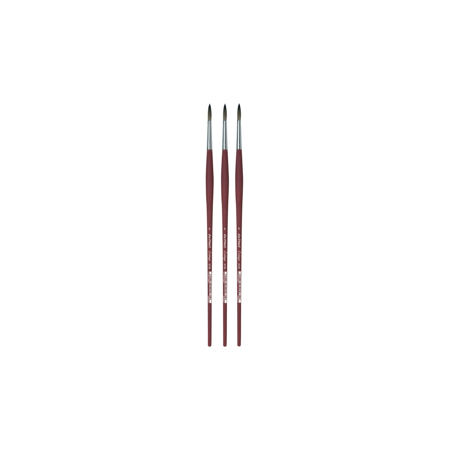 da Vinci COLLEGE Student Brush, Synthetic, Acrylic & Oil, Round, Series 8730, Size 8, Pack of 3