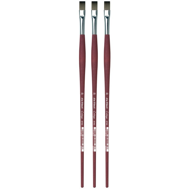 da Vinci COLLEGE Student Brush, Synthetic, Acrylic & Oil, Flat, Series 8740, Size 10, Pack of 3