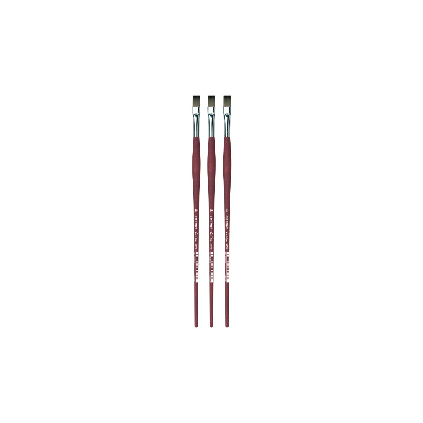 da Vinci COLLEGE Student Brush, Synthetic, Acrylic & Oil, Flat, Series 8740, Size 10, Pack of 3