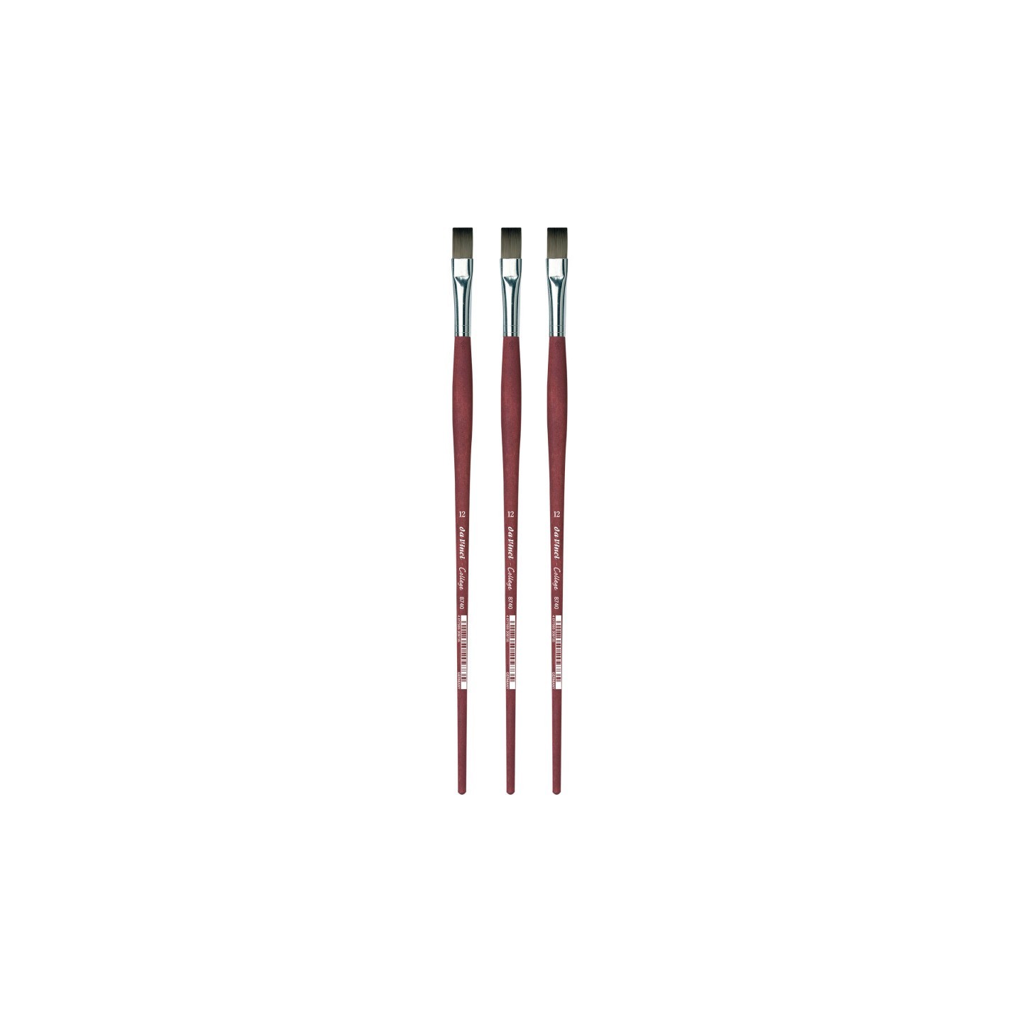 da Vinci COLLEGE Student Brush, Synthetic, Acrylic & Oil, Flat, Series 8740, Size 12, Pack of 3
